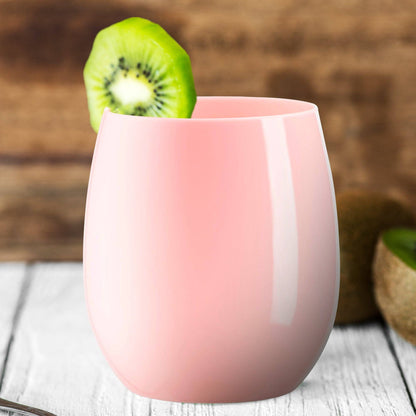 12 oz. Pink Elegant Stemless Plastic Wine Glasses - 16 pcs