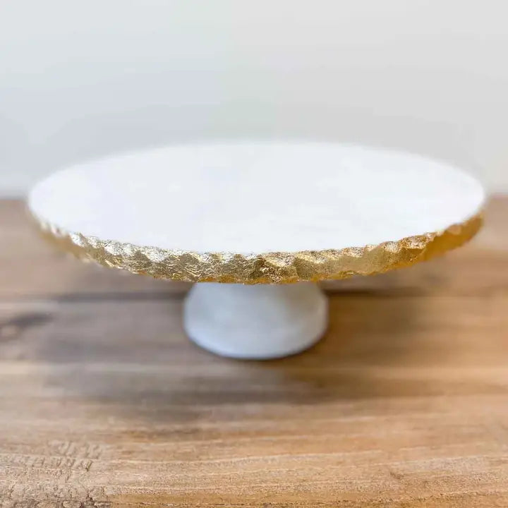 Strasbourg Marble Cake Stand White/Gold 12x12x4.5