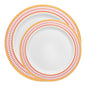 White w/ Red and Gold Rim Plastic Dinnerware Value - 20 Sets