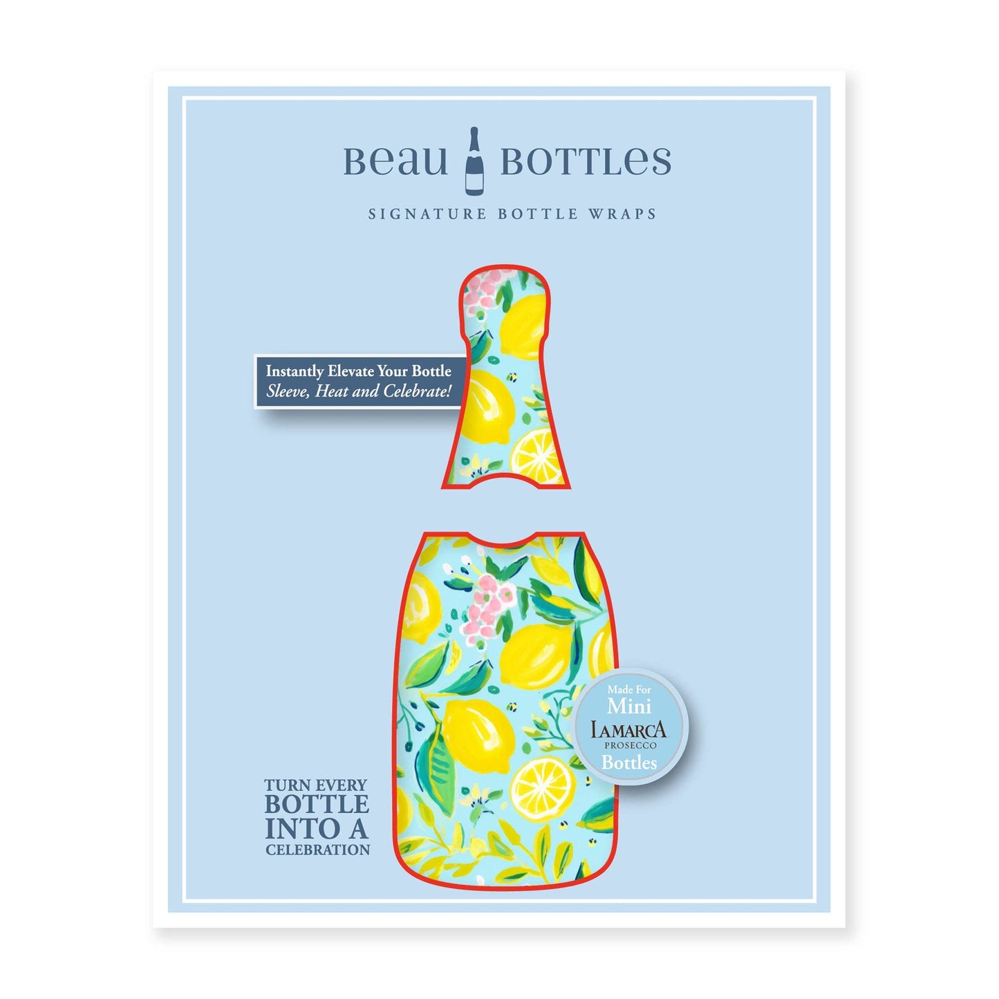 Beau Bottles Preppy Lemons - MINI Prosecco Collection - Six Pack