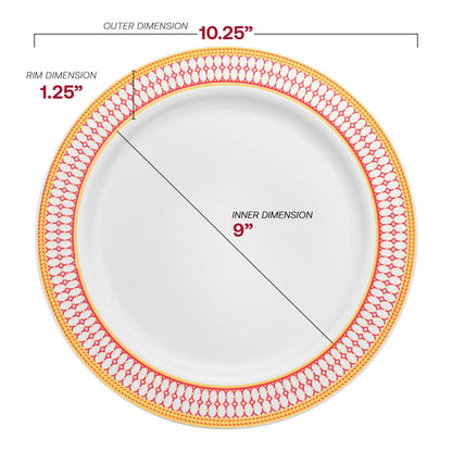 White Red Gold Chord Rim Dinnerware Value Set - 20 Sets (Copy)