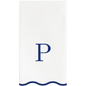 P Initials Letter Monogram Paper Napkins - Blue and White Scalloped