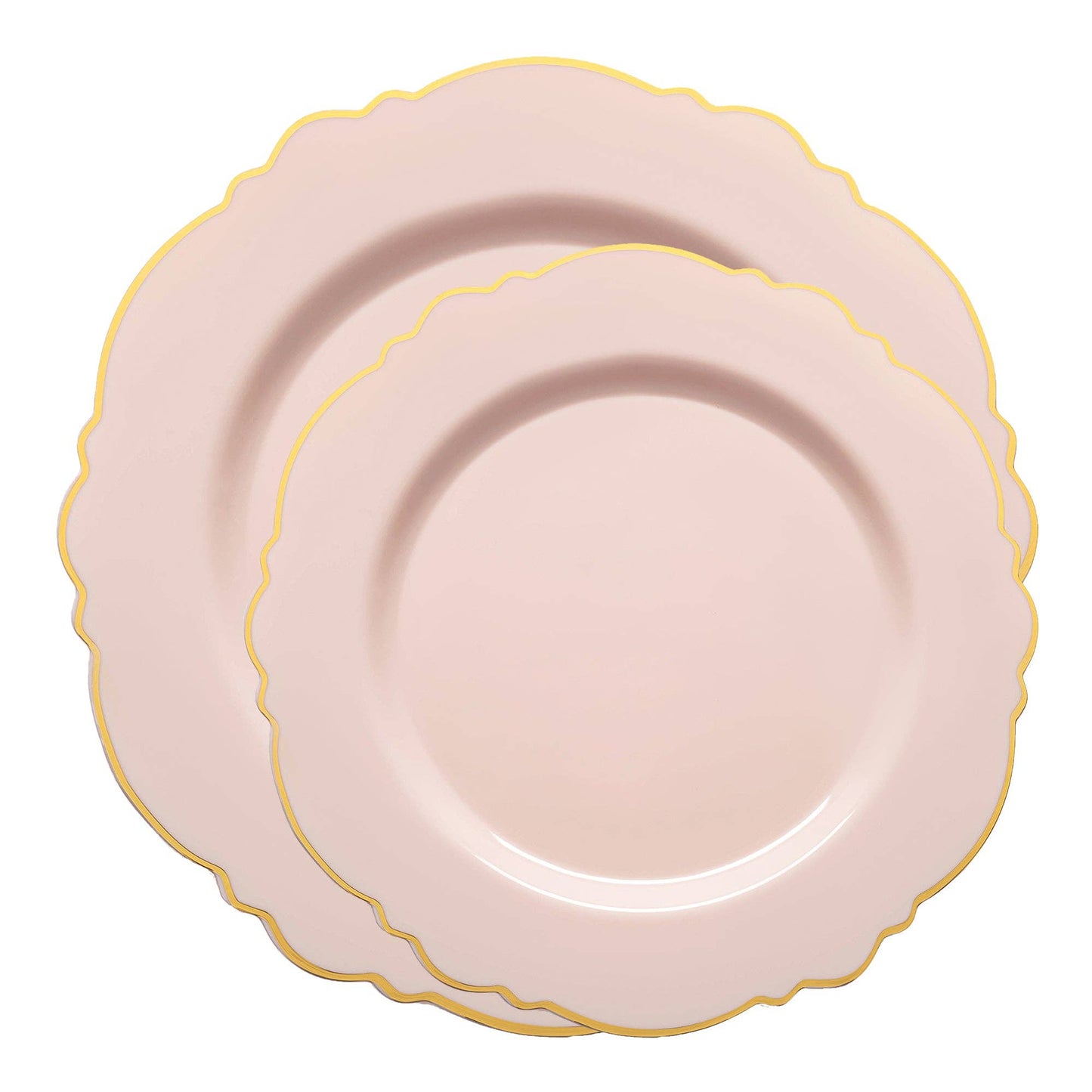 Pink with Gold Rim Plastic Dinnerware Value Set - 20 Sets