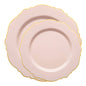 Pink with Gold Rim Plastic Dinnerware Value Set - 20 Sets