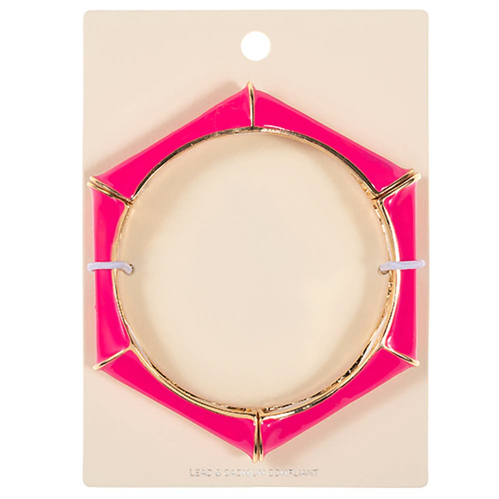 Enamel Hexagonal Stretch Bangle Bracelet