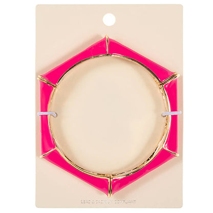 Enamel Hexagonal Stretch Bangle Bracelet