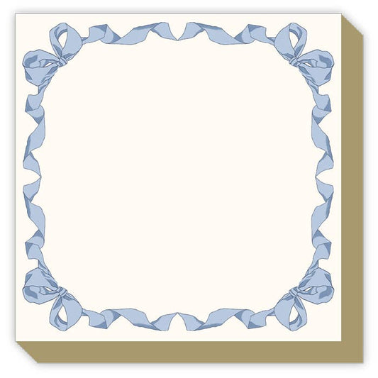 French Blue Ribbon and Bow Border Luxe Notepad