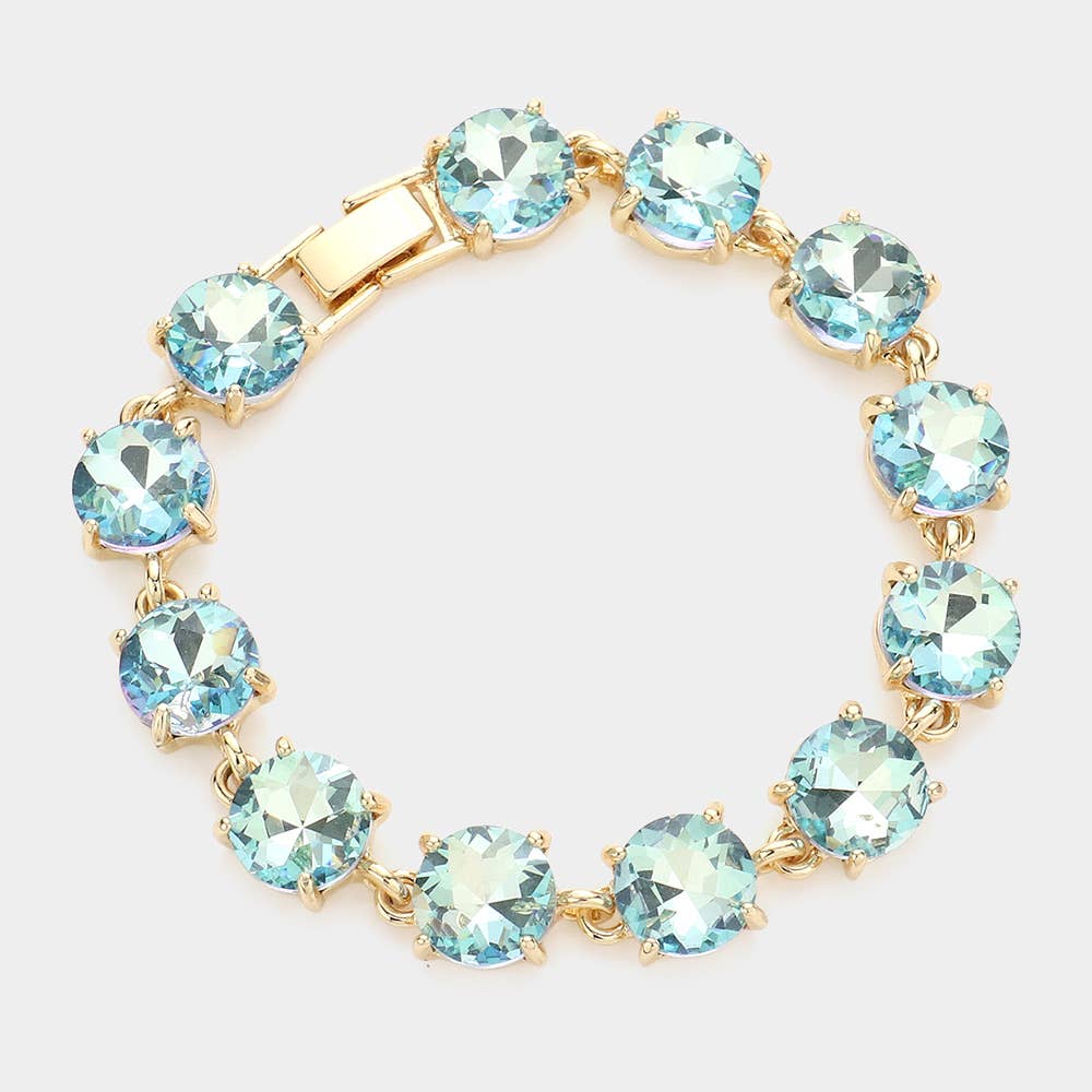 American USA Round Stone Link Evening Bracelet