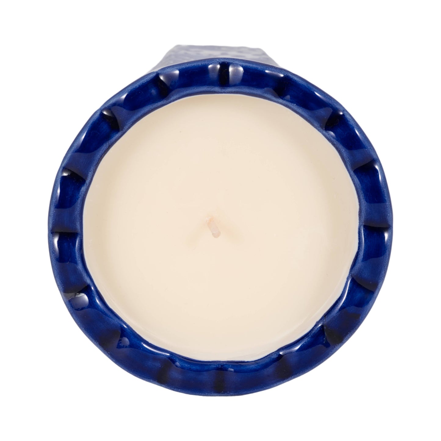Candle - Blue/White Ceramic Fluted  Chinoiserie, 7 Oz