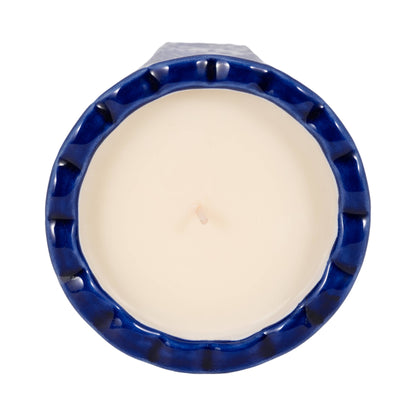 Candle - Blue/White Ceramic Fluted  Chinoiserie, 7 Oz