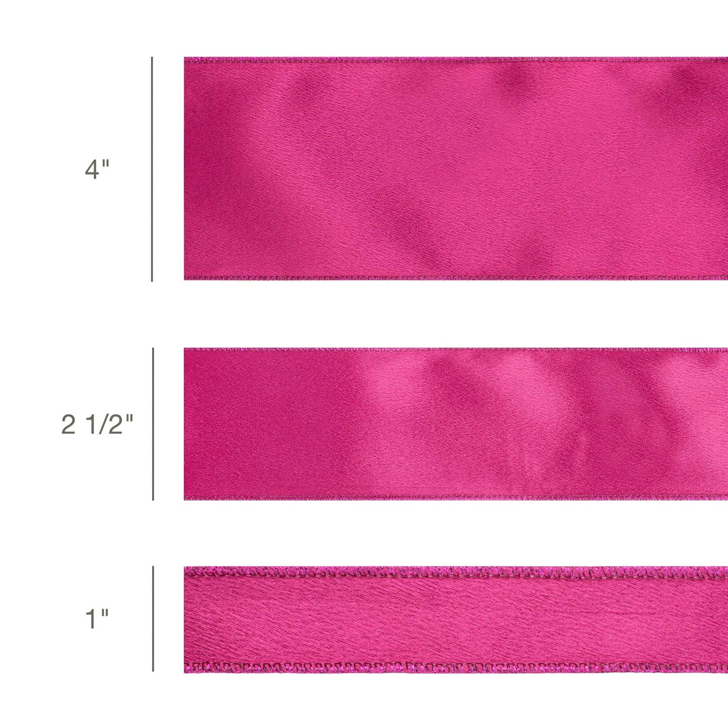 1" Wired Shimmer Satin Ribbon | Fushia with Fushia Backing | 10 Yard Roll