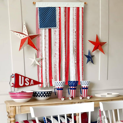 Fourth of July Patriotic Door Banner Stars Stripes Decor