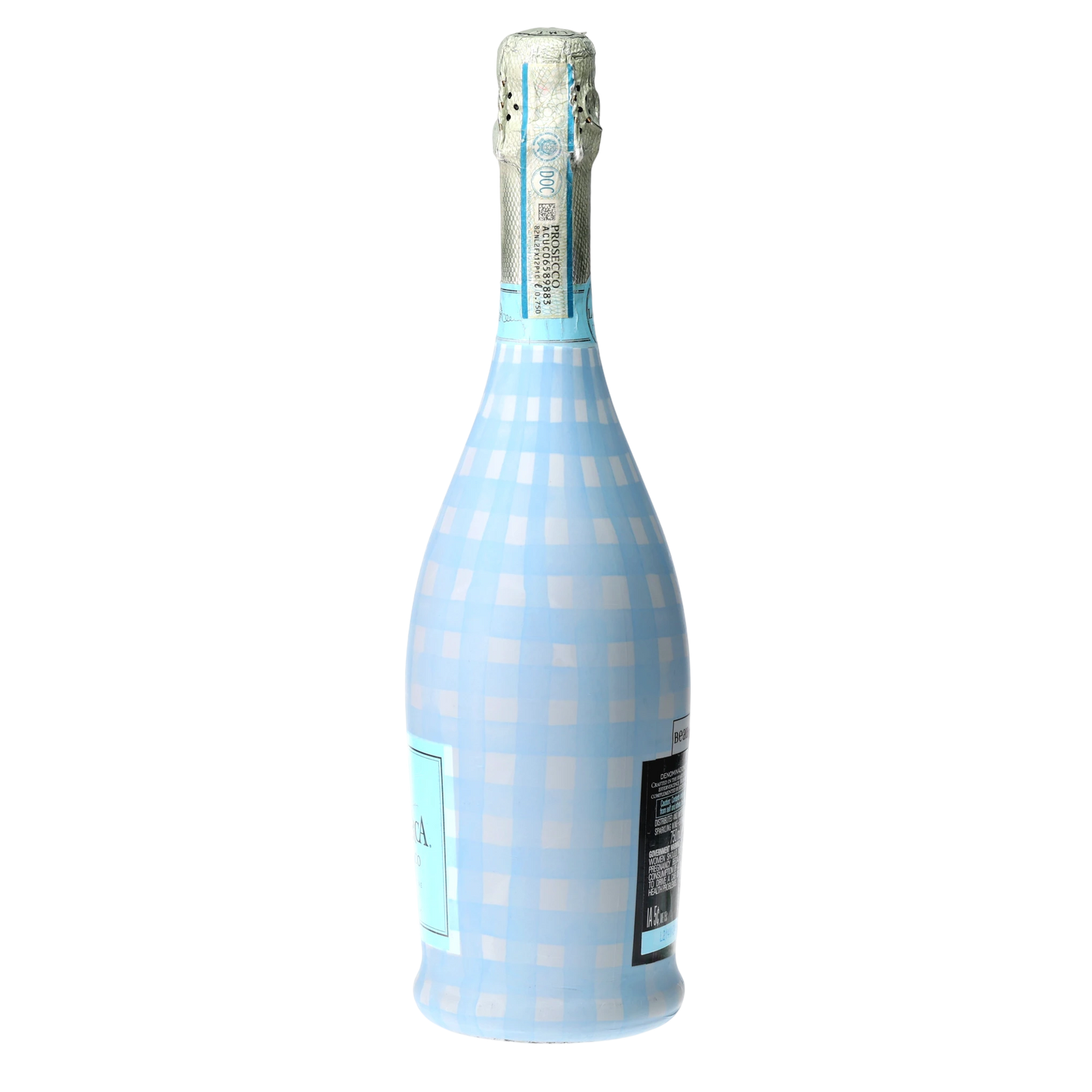 Powder Blue Picnic Gingham Prosecco Bottle Wrap