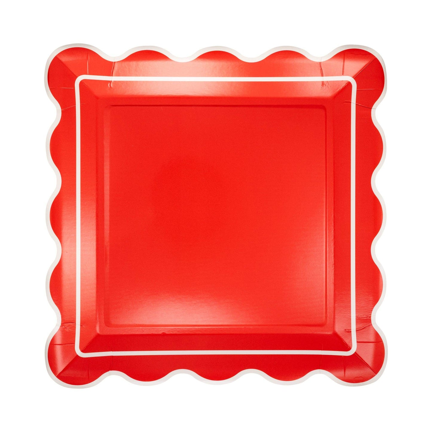 STN1241 - Red Scalloped Square Plate