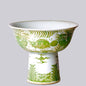 Green and White Porcelain Fish and Lotus Large Footed Bowl