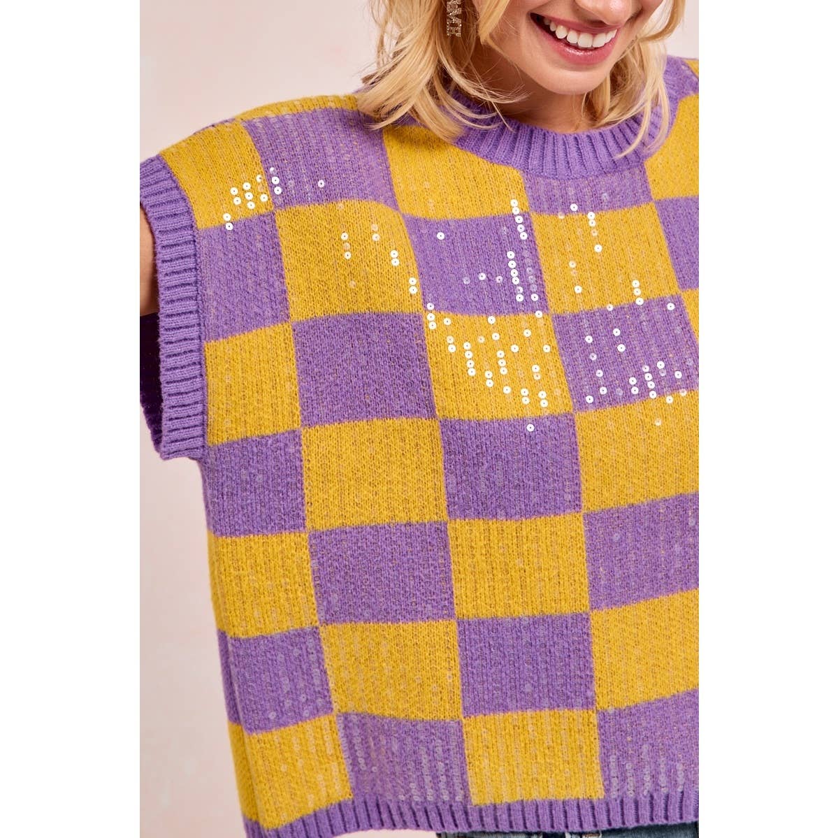 GAMEDAY THEME SEQUIN ALL-OVER SWEATER TOP