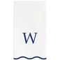 W Initials Letter Monogram Paper Napkins - Blue and White Scalloped