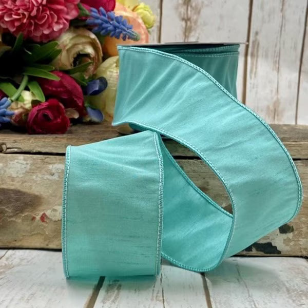 2.5" x 10 yds Dupioni, Sea Green