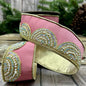 2.5" x 5yds Dupioni Scallop Iridescent Pearl Trim, Gold Metallic