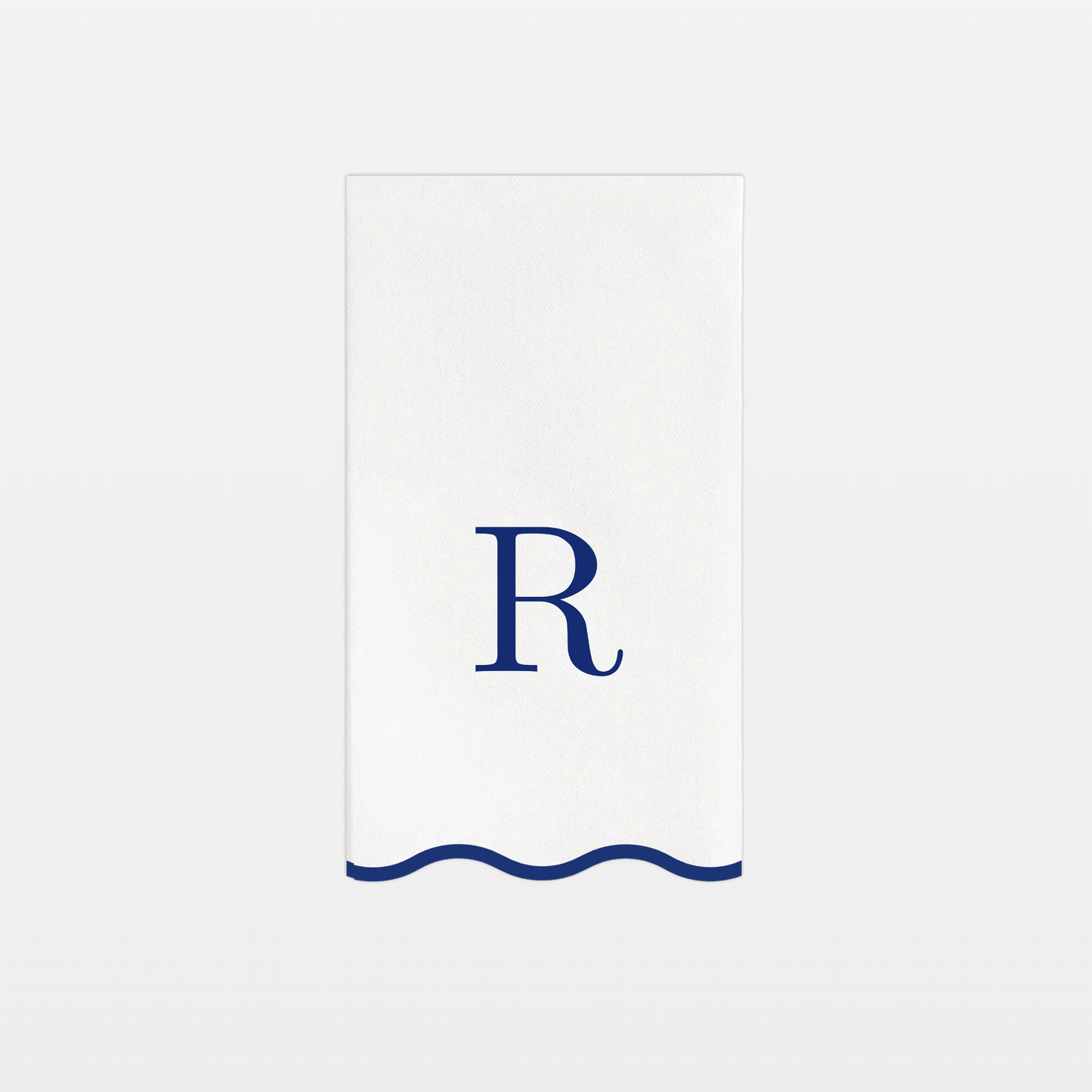 Letter “R” Initials Monogram Paper Napkins - Blue and White Scalloped