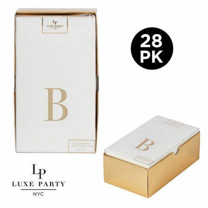 Letter B Gold Foil Monogram Paper Dinner Napkins with Gift Box | 28 Napkins