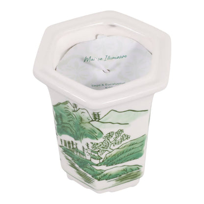 Scented Candle - Sage & Eucalyptus Green Ceramic, 6 Oz