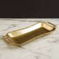 GOLD BEADED HANDLE ROUNDED RECTANGLE TRAY