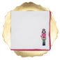 Nutcracker Embroidered Napkin   White/Hot Pink   18x18