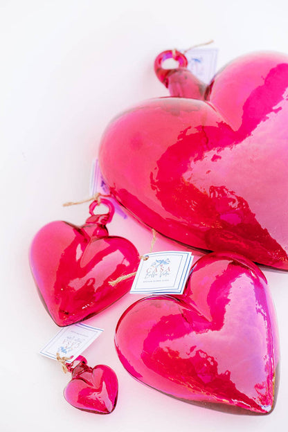 Blown Glass Heart - Pink - Large