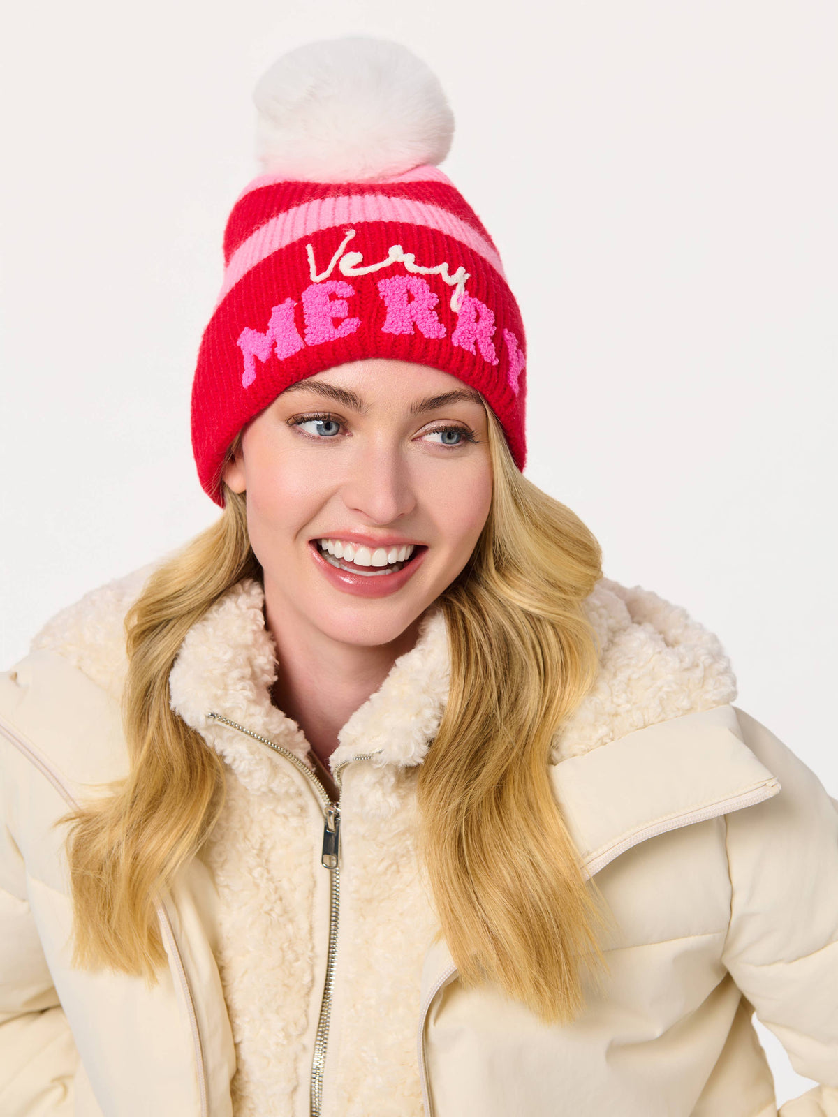 "VERY MERRY" BEANIE, RED