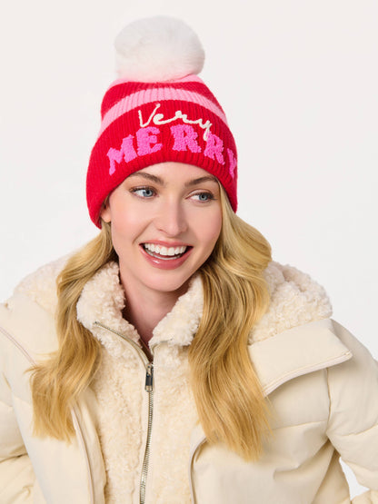 "VERY MERRY" BEANIE, RED