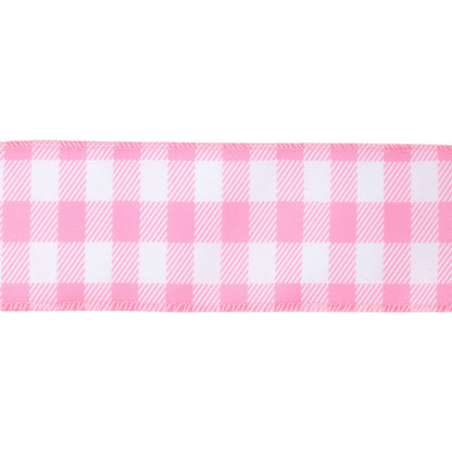 2 1/2" Wired Ribbon | White/Spring Gingham | 10 Yard Roll |