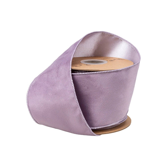 4" Reversible Classic Velvet Wired Ribbon | Lavender/Lavender | 10 Yard Roll