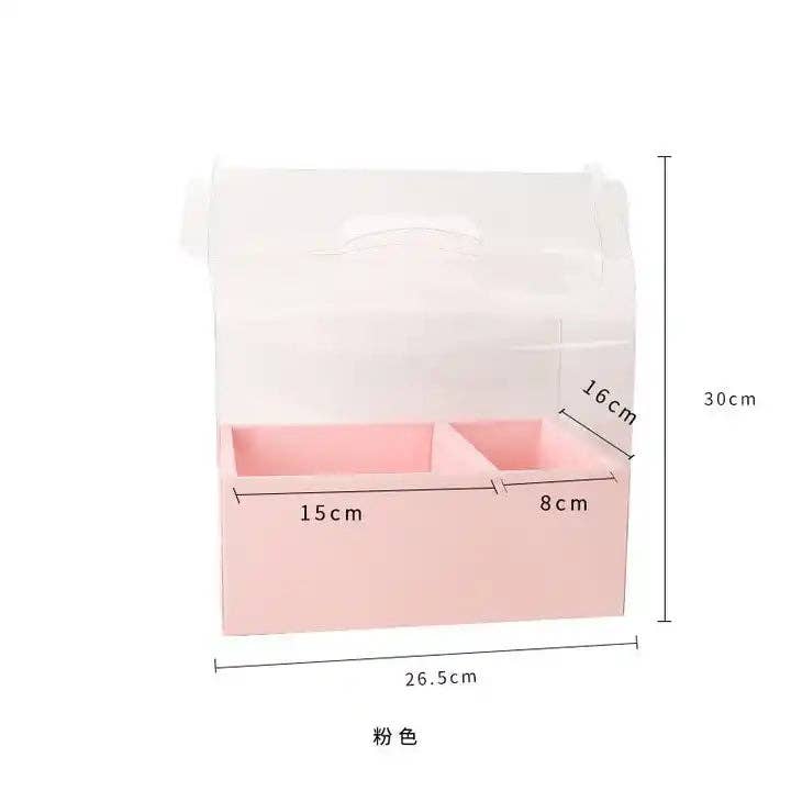 Transparent Flower Gift Box with Handle