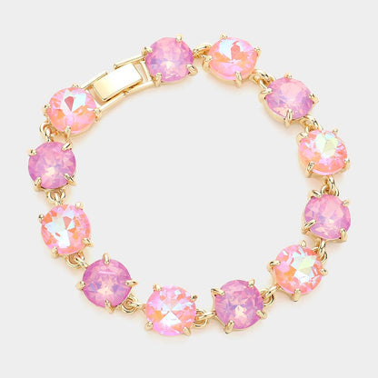 American USA Round Stone Link Evening Bracelet
