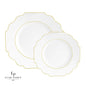 Scalloped Plastic Plates • White • Gold trim | 10 Pack