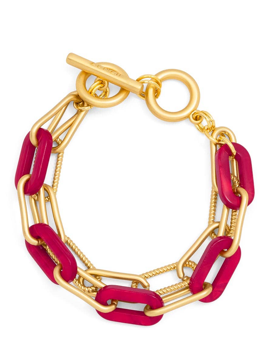 Marbled Resin Link Layered Toggle Bracelet