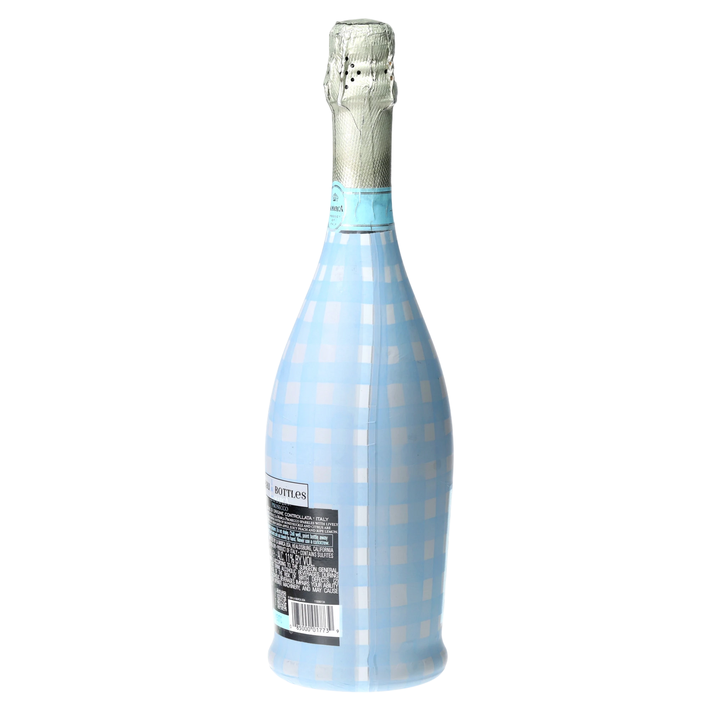 Powder Blue Picnic Gingham Prosecco Bottle Wrap