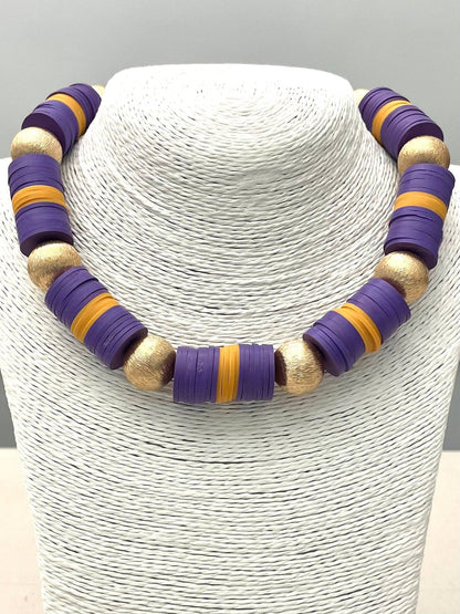GAME DAY - School Spirit Necklace (purple/gold)