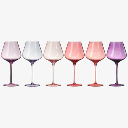 Love Wine Glass Set of 6 - Colored Love Glasses Valentines