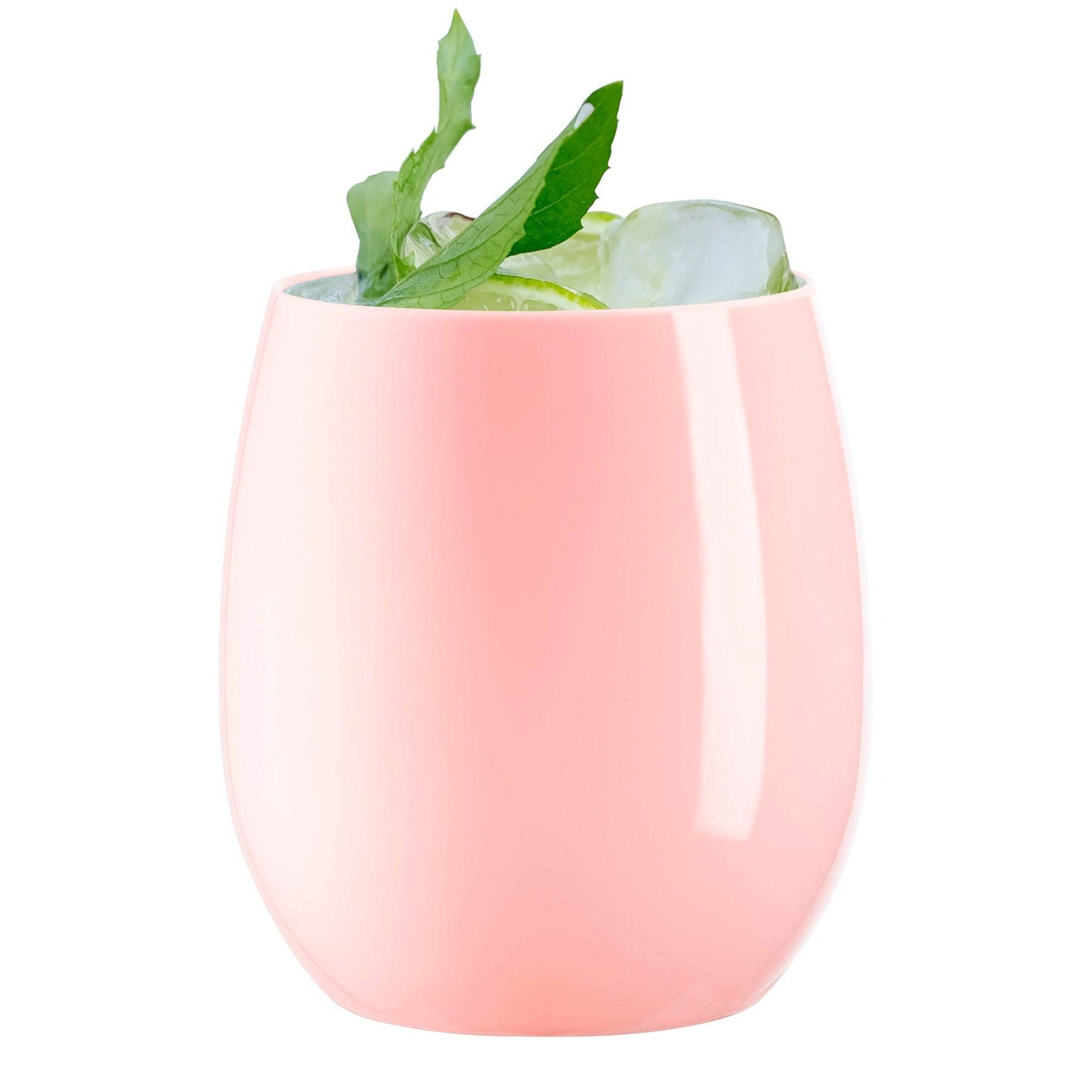 12 oz. Pink Elegant Stemless Plastic Wine Glasses - 16 pcs