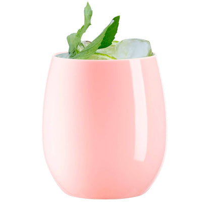 12 oz. Pink Elegant Stemless Plastic Wine Glasses - 16 pcs