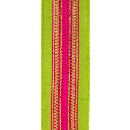 Regal Stripe Fuchsia Trimming Dupioni Deluxe Wired Edge
