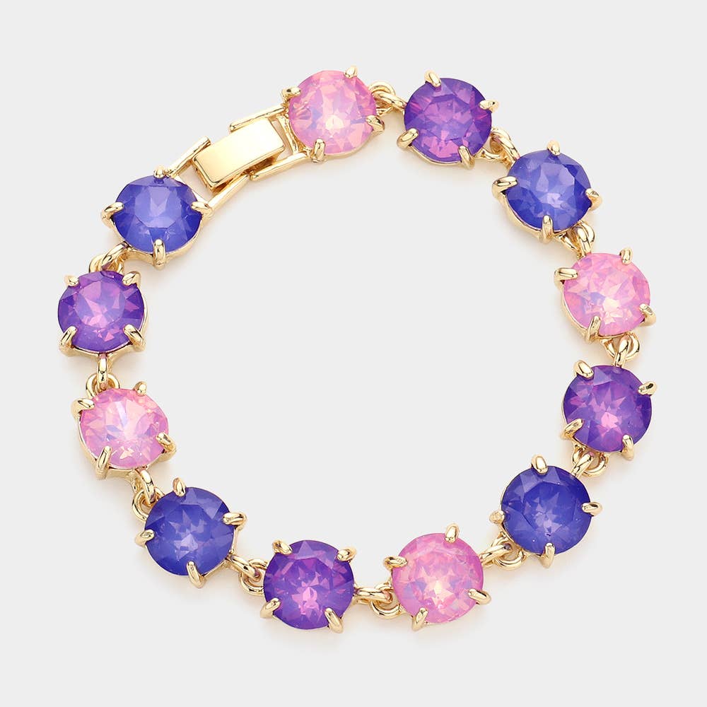 American USA Round Stone Link Evening Bracelet