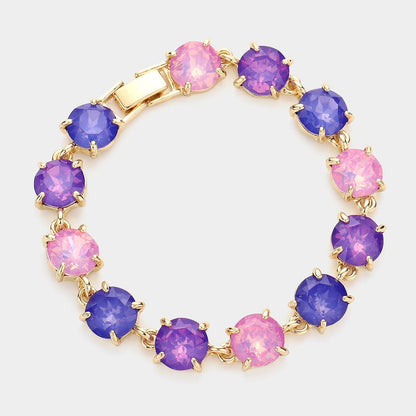 American USA Round Stone Link Evening Bracelet