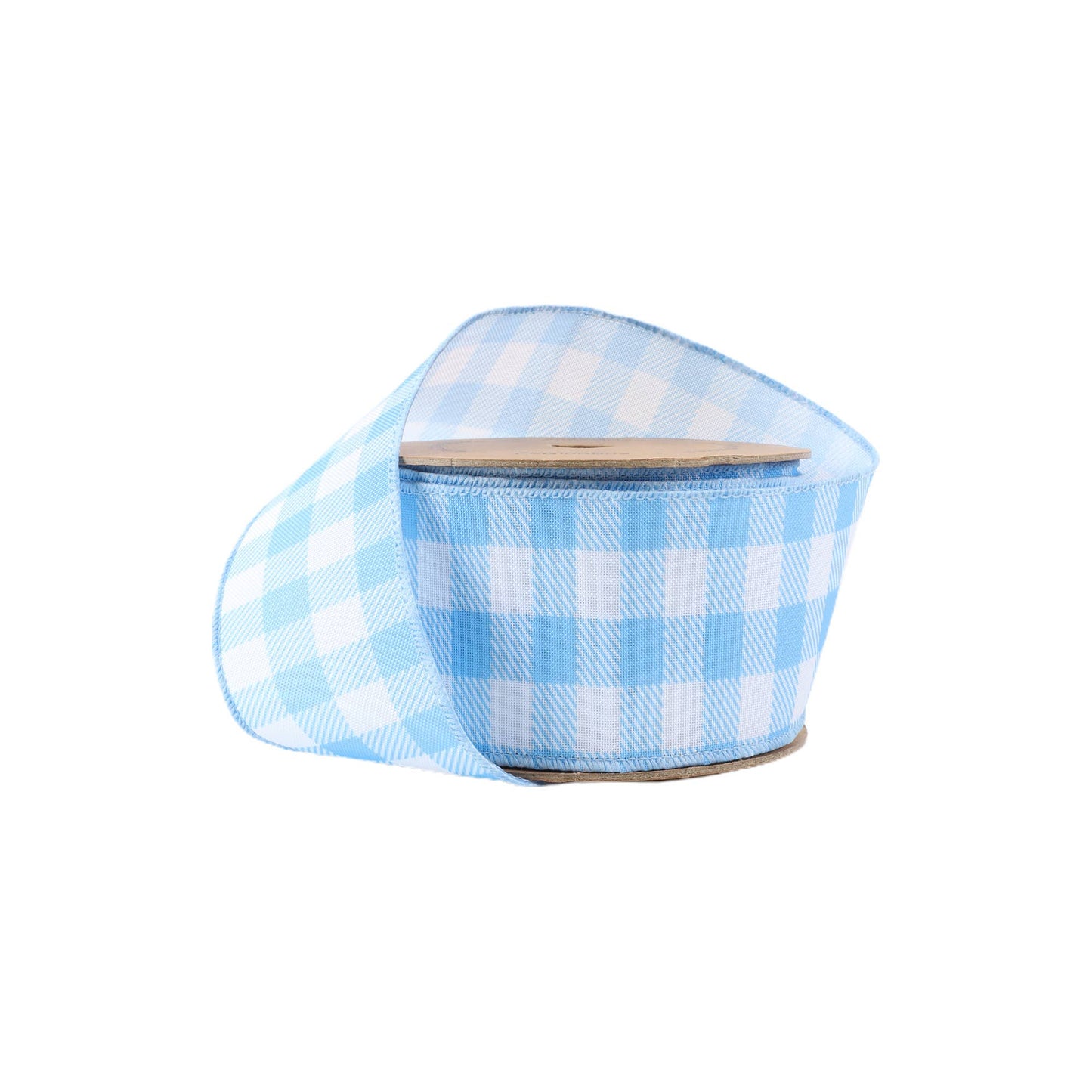 2 1/2" Wired Ribbon | White/Spring Gingham | 10 Yard Roll |