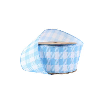 2 1/2" Wired Ribbon | White/Spring Gingham | 10 Yard Roll |