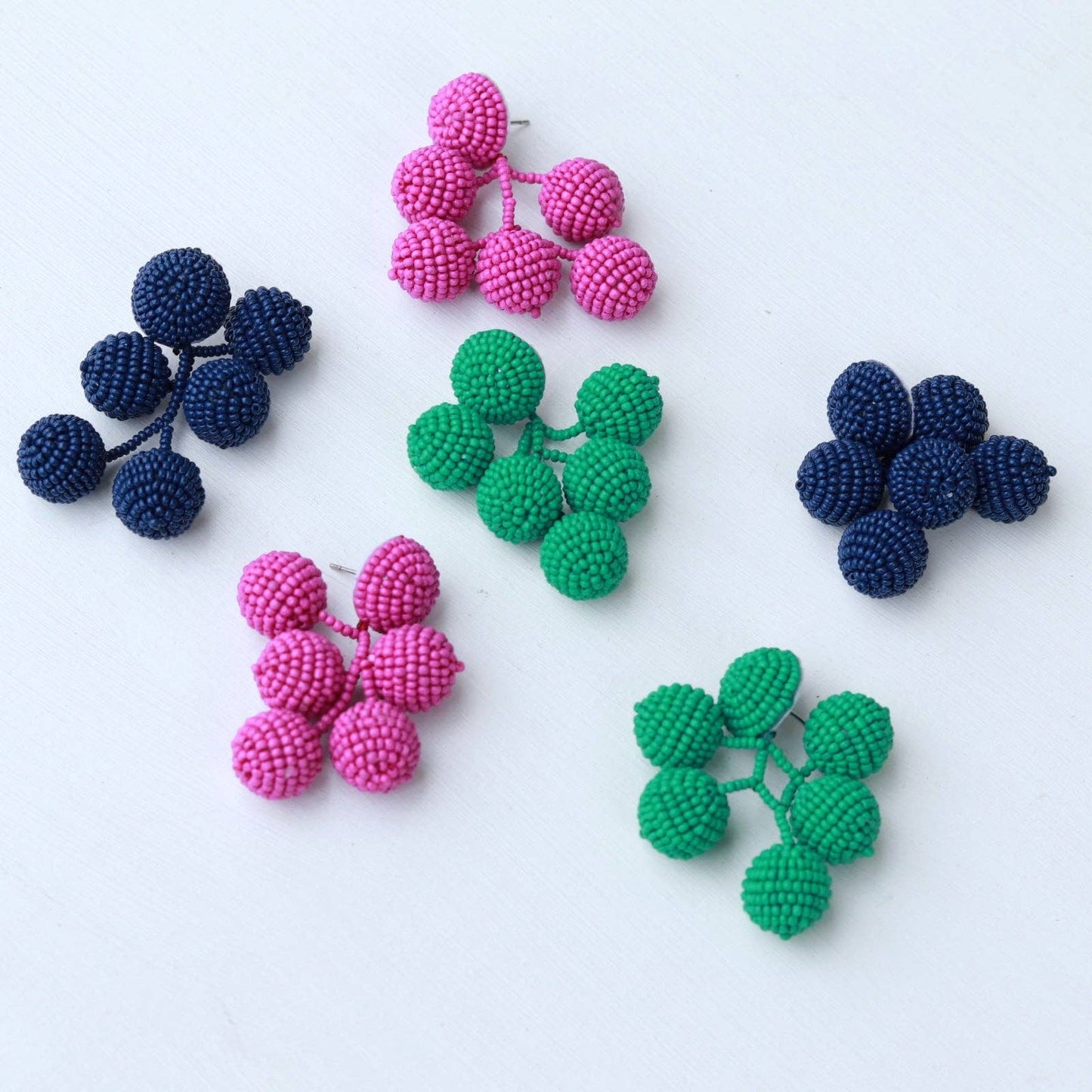 Custom Navy Beaded Bauble Drop Earring