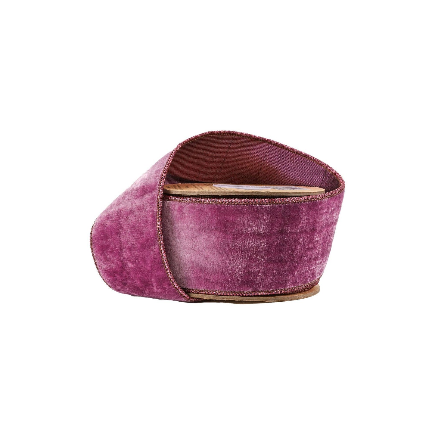 4" Wired Premium Velvet Ribbon | Purple w/ Purple Metallic Dupioni Backing | 5 Yard Roll