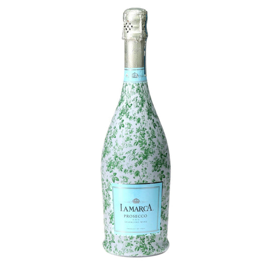 Grandmillennial Green Floral Prosecco Bottle Wrap